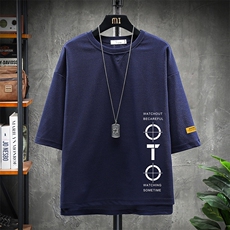 Q11114-P30春夏季七分袖t恤男大码五分袖男短袖中袖展架，男装T恤，电商A040A