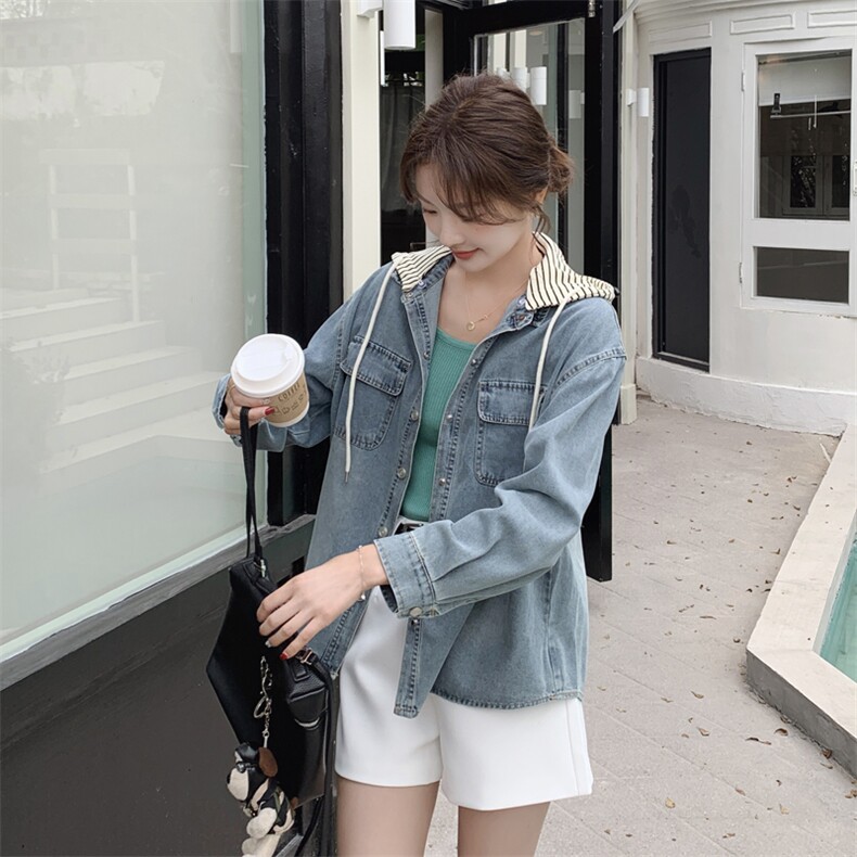 特大码300斤牛仔外套男装秋季新款显瘦上衣连帽宽松韩版ins外套潮，女装牛仔外套，依路服饰