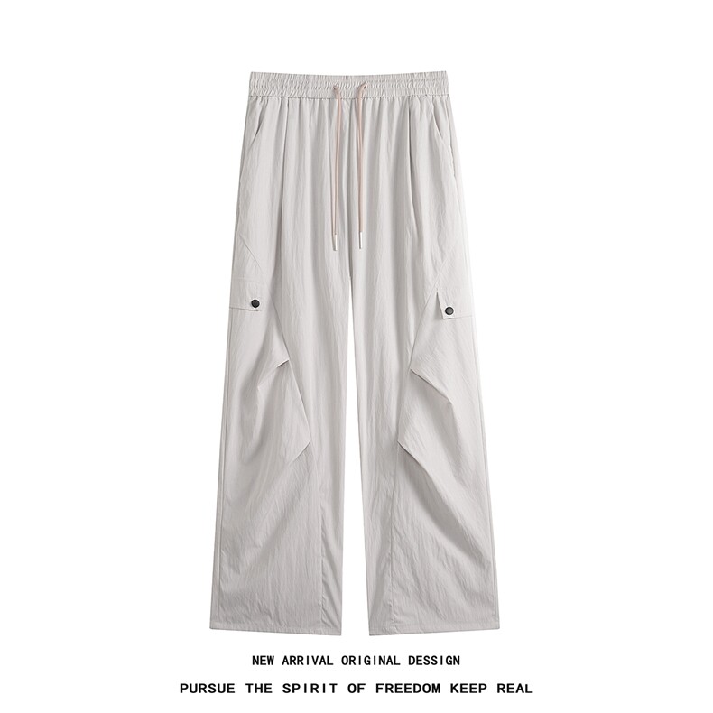 YK123P35品质保障！平铺夏季垂感冰凉褶皱复古工装口袋休闲裤，男装休闲裤，电商A249