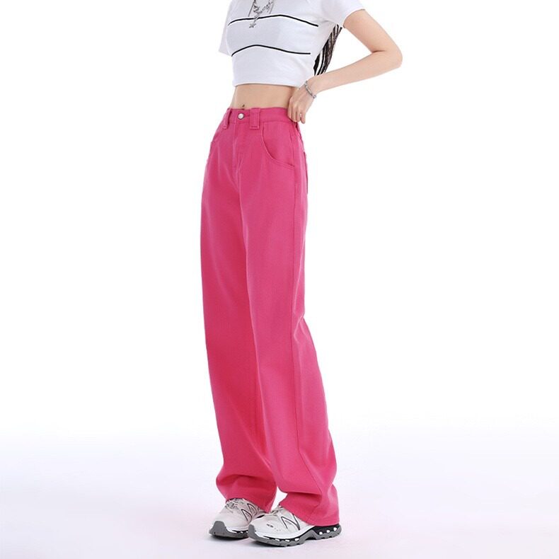 复古高街阔腿牛仔裤女潮2024夏秋季垂感直筒拖地长裤子567/P45,女装牛仔裤,星座506A