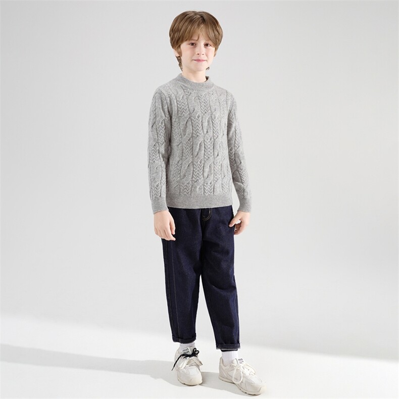 儿童时尚百搭通勤加厚扭花男女同款羊毛衫，童装儿童羊毛衫，牧皓研