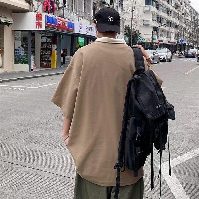 翻领毛线短袖T恤男简约百搭休闲打底五分袖POLO衫T5562P28,男装Polo衫,星座1116-2