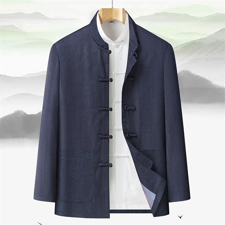 2023唐装男中老年太极服春秋风节日过寿汉服套装CF929-P105,男装休闲套装,星座1105-3