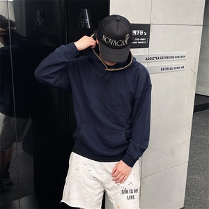 抖音得物高品质二开 25秋冬美式重磅宽松纯色连帽贝壳刺绣卫衣W63图片