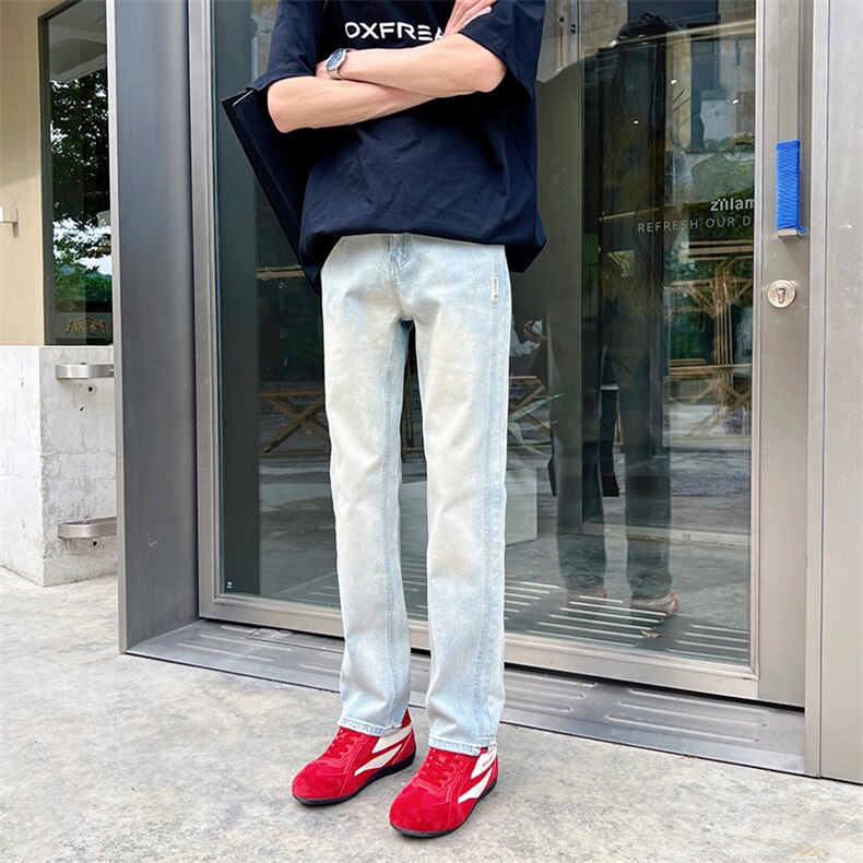弹力修身轻奢小脚裤浅泥黄个性牛仔裤610A-1-181W29-特P48,男装牛仔裤,星座610A-1