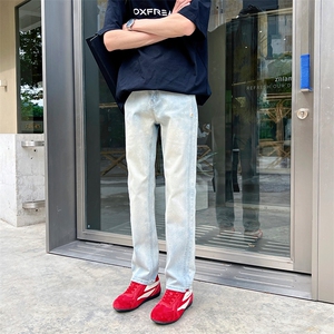 弹力修身轻奢小脚裤浅泥黄个性牛仔裤610A-1-181W29-特P48图片