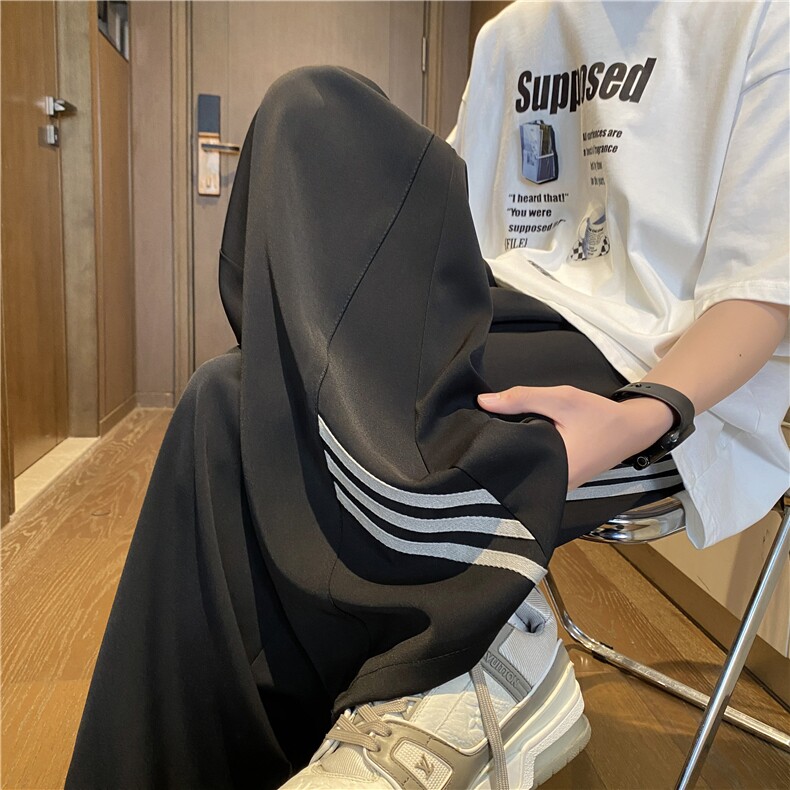 抖音品质春季新款条纹垂坠宽松休闲西裤B315-K25617-特P40控78,男装休闲裤,电商B315