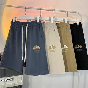 DK122 P32港风刺绣运动休闲裤美式高街五分裤宽松直通短裤图片