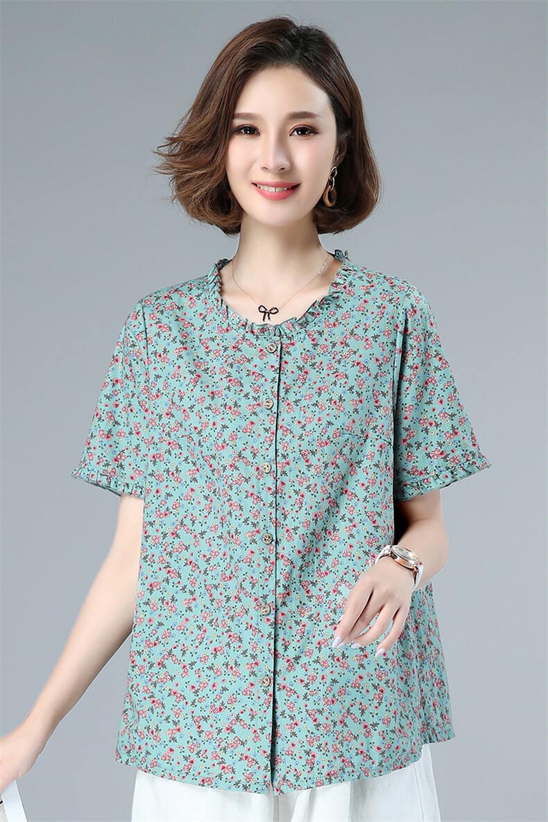 衬衫通勤年轻修身减龄舒适宽松韩版2021年夏季短袖,女装衬衫,叶笙衣