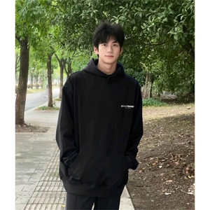 抖音得物 高品质印花连帽卫衣 秋冬装美式宽松连帽纯色卫衣ADL118图片