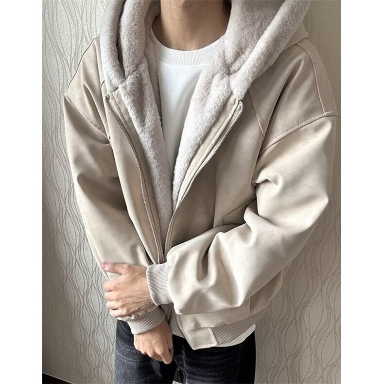 PU皮棉衣座山雕加绒夹棉连帽棉服男女冬季加绒外套M9924,男装棉衣,星座1116A（原606A-3）