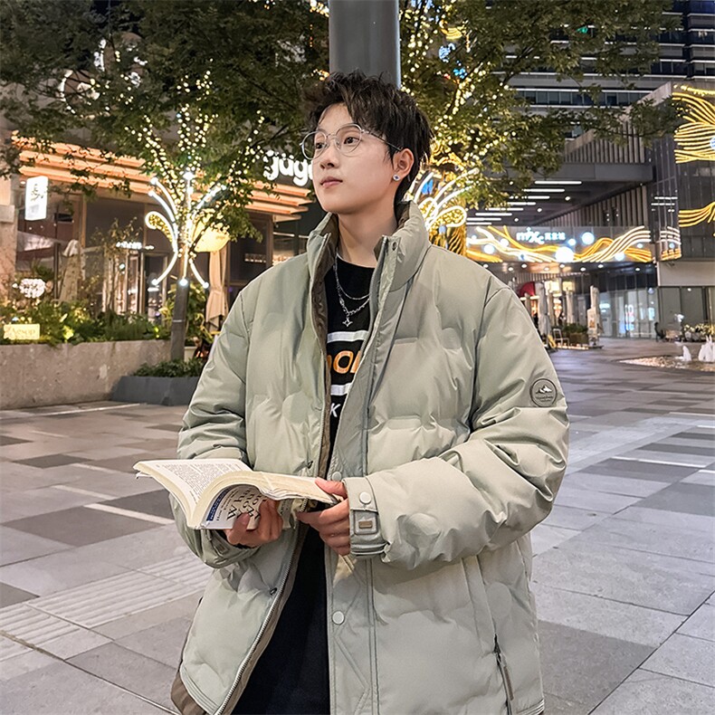 冬季情侣羽绒服男宽松休闲臂章加厚羽绒衣潮外套A266-88683-P165,男装羽绒服,电商A266