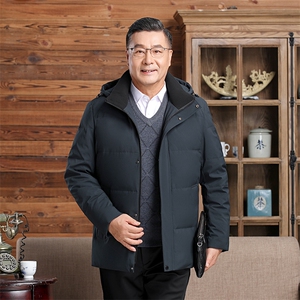 中老年羽绒服男中长款爸爸装加厚冬款父亲爷爷装大码短款保暖外套图片