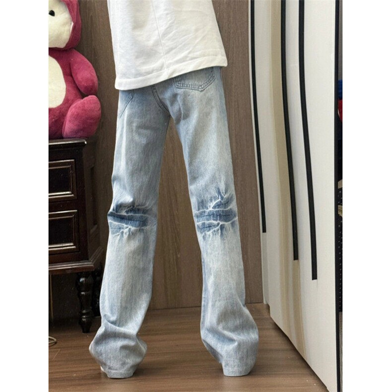 【有货】NZ455CC-特P42冰蓝闪电纹水洗牛仔裤男女宽松裤子,男装牛仔裤,星座1007（原301D）