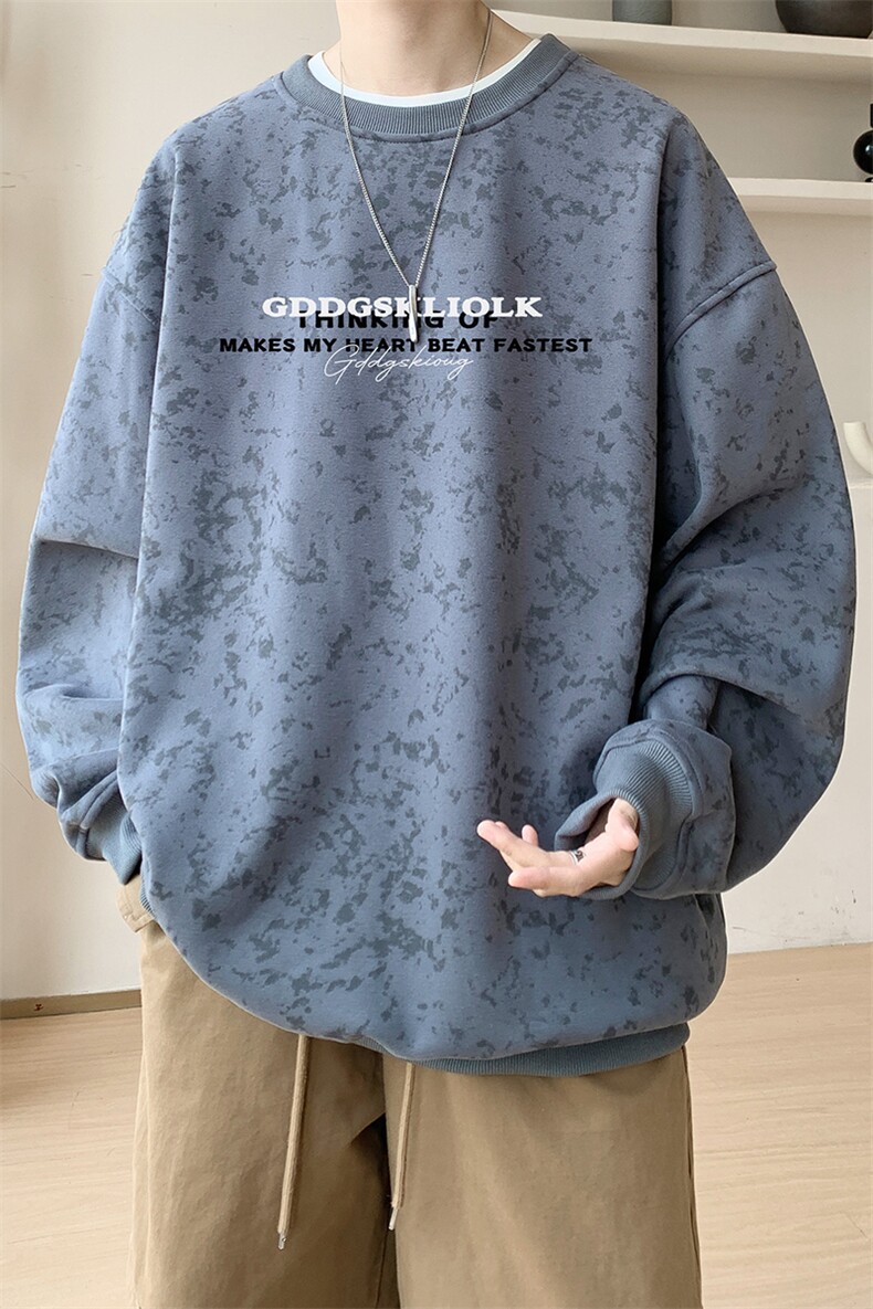 已注册/华棉内景秋冬嘻哈情侣宽松圆领卫衣男WY00721/P35加绒P45,男装卫衣,电商B316