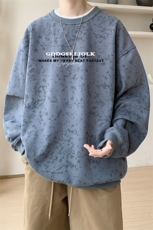已注册/华棉内景秋冬嘻哈情侣宽松圆领卫衣男WY00721/P35加绒P45，男装卫衣，电商B316