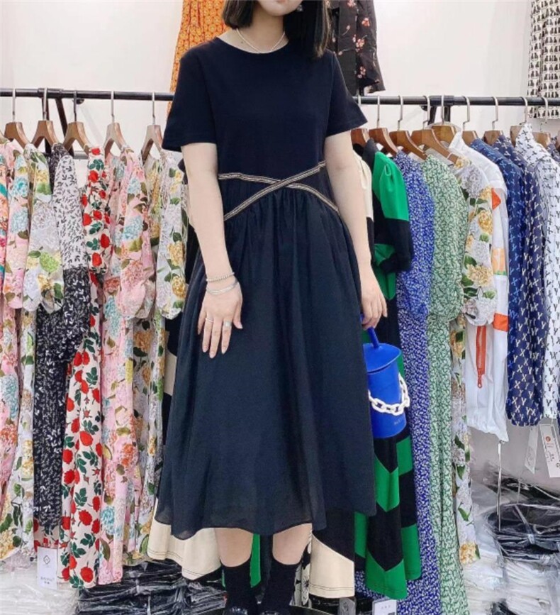 净色面料拼接连衣裙，女装连衣裙，帝瀛 DY