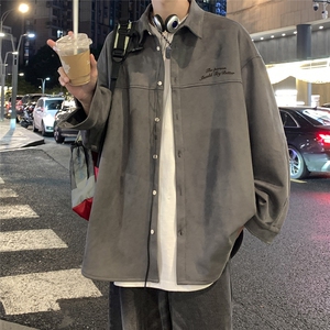 港风秋款夜景 麂皮绒时尚百搭衬衫A247-S670 P55控68图片