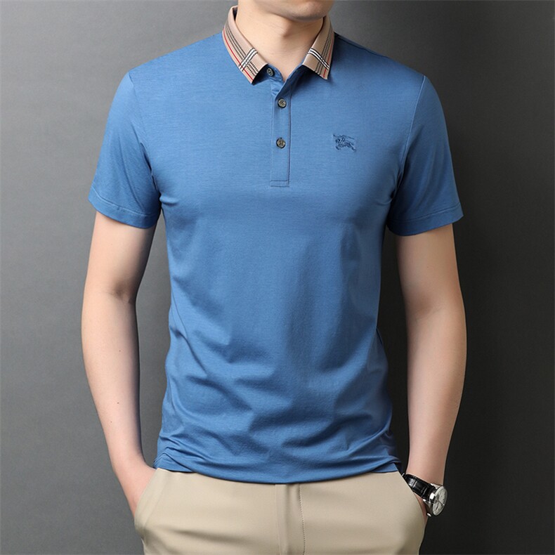 夏季新款男士翻领短袖t恤中年有领男装上衣服休闲POLO衫图片