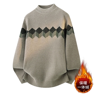 1018-1-M650-P50男士秋冬季新款休闲一体绒针织毛衣时尚帅气图片