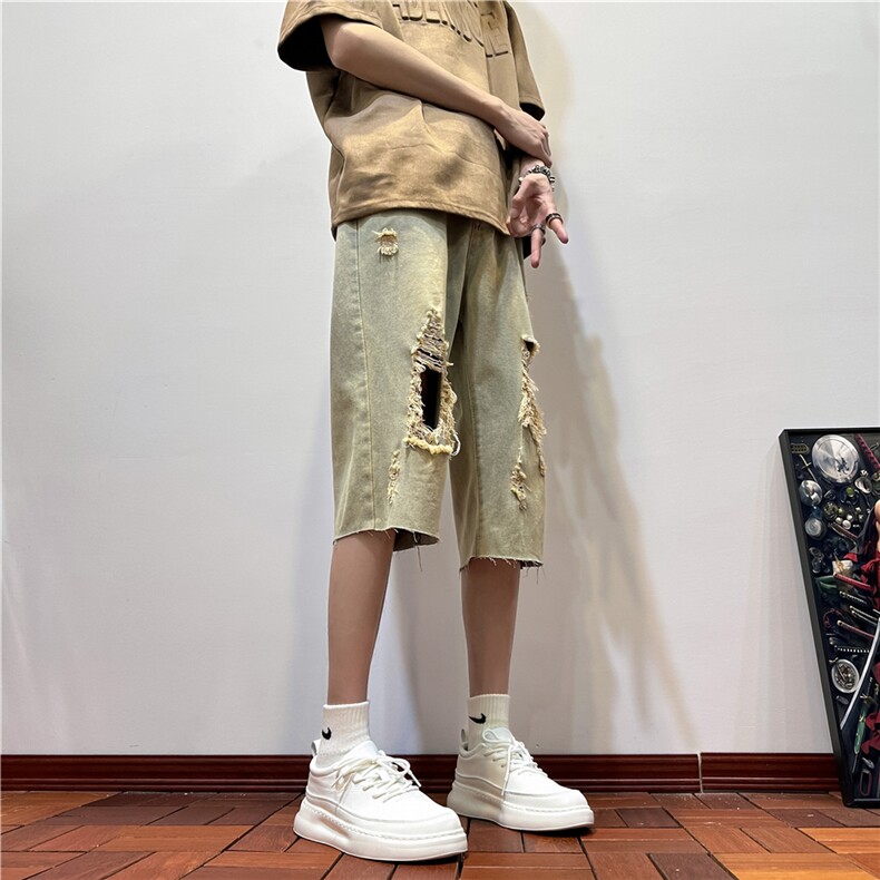 D2051-p45-控68现货风宽松cleanfit牛仔裤七分裤黑暗,男装牛仔裤,星座116