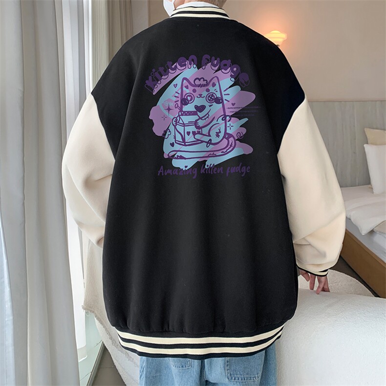 摇粒绒棒球服男大码开衫卫衣男夹克BF86317-P65,男装夹克,电商A040