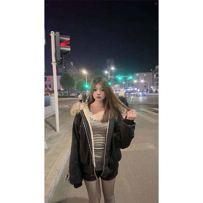 现货重磅boxy短款棉衣座山雕大毛毛领男女棉服水洗工装厚外套图片