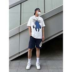 鲨鱼嘴贴布短裤美式高街五分裤男女2025夏季度假穿搭新款运动裤子，男装牛仔裤，星座506A