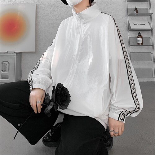 F004-P45 夏季新款织带防晒衣男士大码宽松外套纯色透气 控58,男装防晒衣,电商B280-1（原A049）