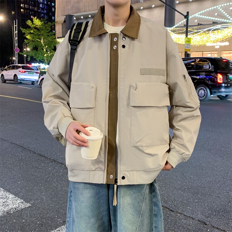 新款中性风户外夹克男翻领撞色上衣外套A157B-JK2513-特P75,男装夹克,电商A157B