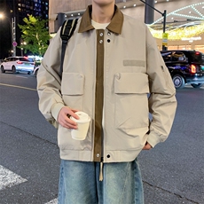 新款中性风户外夹克男翻领撞色上衣外套A157B-JK2513-特P75，男装夹克，电商A157B