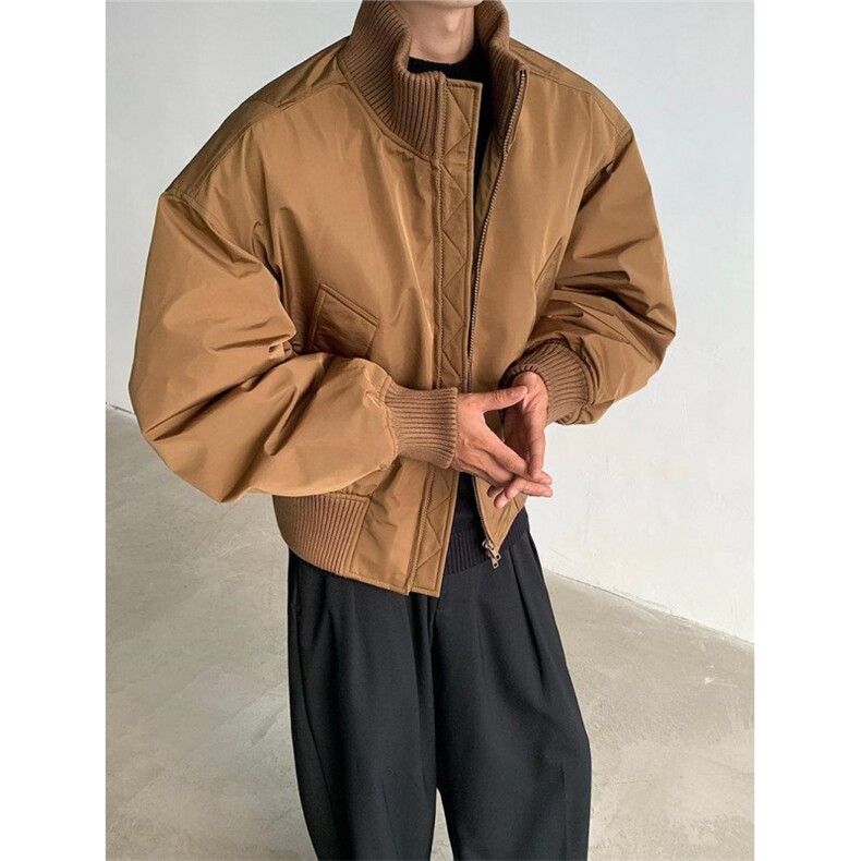 现货26春装美拉德立领飞行夹克纯色复古廓形高街棒球服外套,男装夹克,电商A486-1