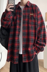 长袖秋宽松港风复古内搭学生情侣叠穿衬衣225-2-CS708-P58，男装衬衫，星座225-2