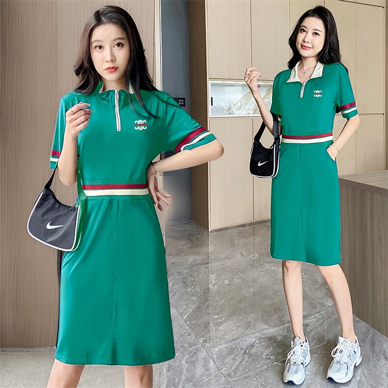 燕颉时尚休闲Polo领连衣裙女夏季2023新款中年妈妈韩版洋气裙子潮,女装套装/套裙,燕颉服饰