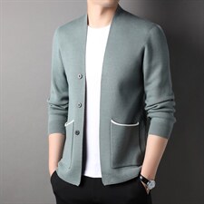 G1233男士2023年秋季新款长袖羊毛针织开衫青年休闲外套服装P75，男装针织衫/毛衣，电商B360