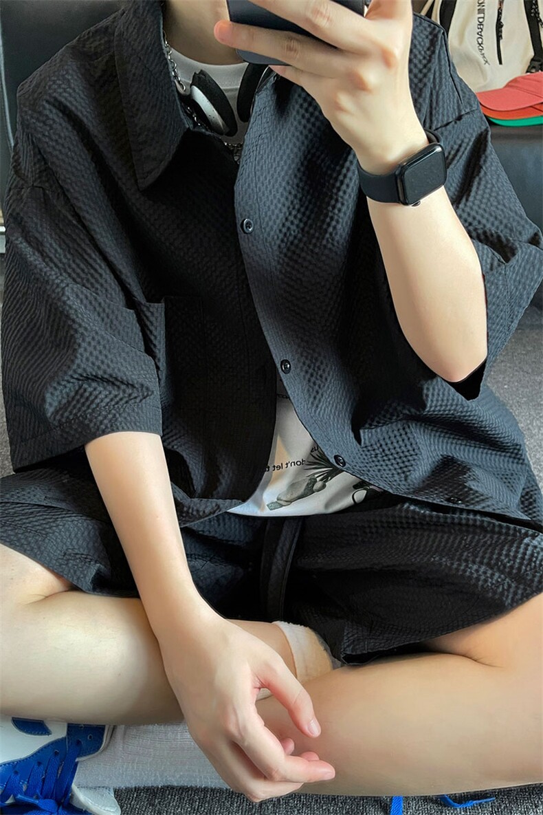 港风Cityboy工装短袖衬衫套装DC2191上衣30-DK8533裤子30【特价】,男装T恤,电商A007