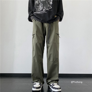 抖音品质山系休闲裤宽松直筒调节腰带裤子B315-K23435-p50控68图片