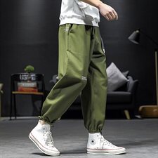 2021春秋季日系大码沙发墙男印花腰带反光束脚九分休闲裤K2021-P45，男装休闲裤，电商A001