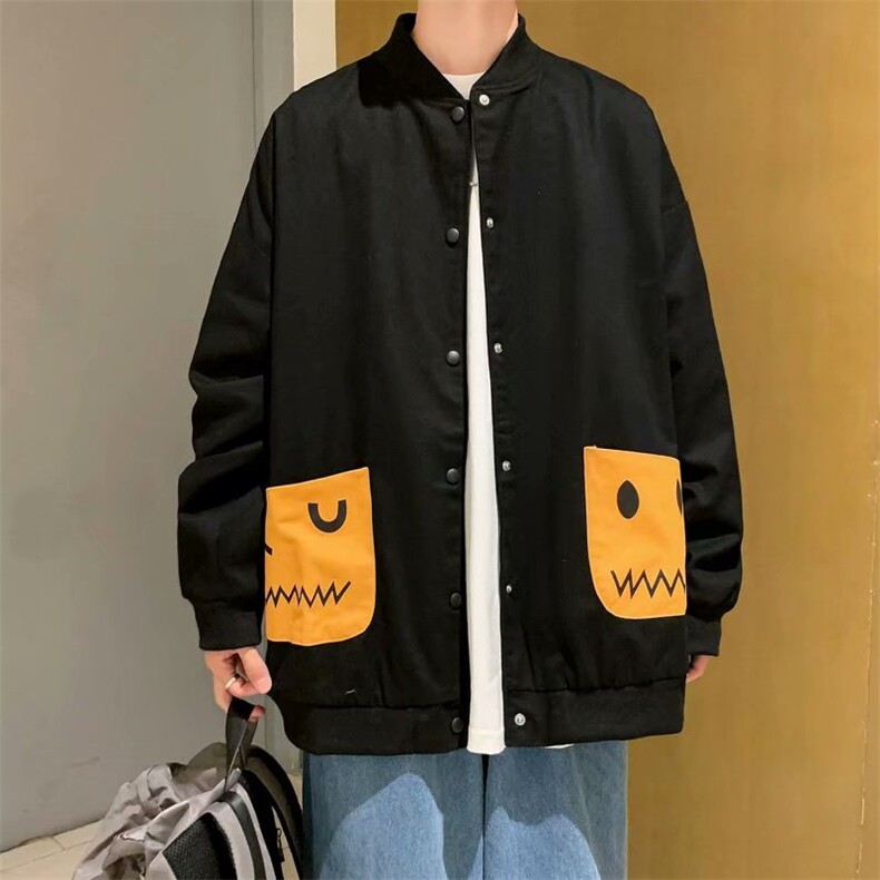日系ins撞色口袋夹克宽松休闲棒球服潮牌秋季工装外套W1324-P50,男装夹克,星座512-2