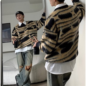 情侣装秋冬季美式潮牌复古圆领毛衣撞色针织衫潮M9175-P47,男装针织衫/毛衣,星座208-5