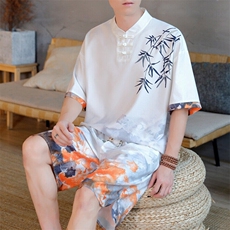 风唐装两件套男装复古盘扣上衣新中式套装，男装休闲套装，星座1206（原A206）