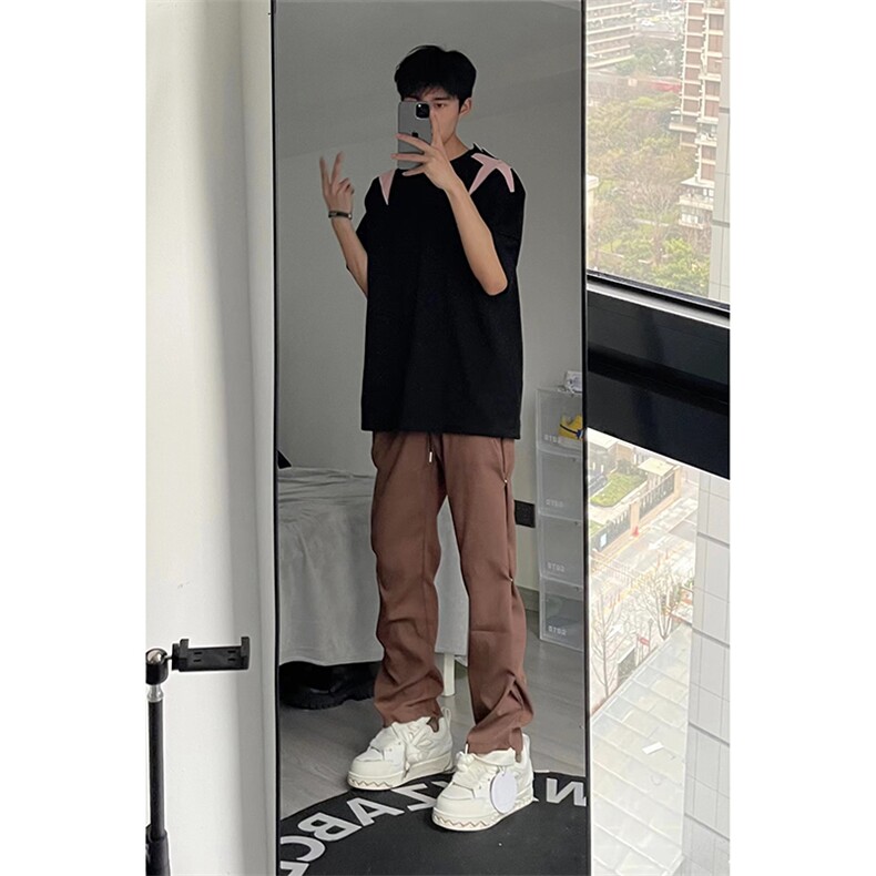 B221美式ins高街小众排扣直筒休闲西裤LK23008-P60控78,男装休闲裤,电商B221
