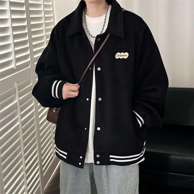 春秋现货新款毛呢外套宽松百搭夹克上衣A351-AJ23140-P105控148，男装夹克，电商A351