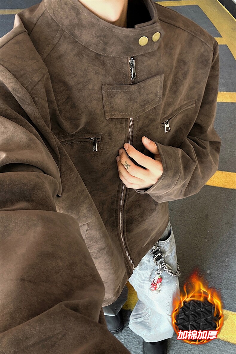 有货正肩PU皮衣棉服立领加棉夹克外套男J5238J加棉-特P90控158,男装皮衣,电商A001