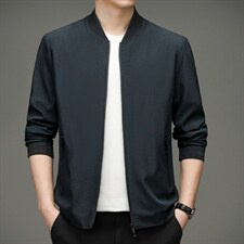 外套男2023年春季新款夹克中年男士纯色宽松立领上衣男装休闲春装,男装夹克,电商B212（原钱塘6029）