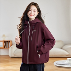 时尚撞色加绒保暖派克服外套女2025秋冬爆款超好看小个子百搭棉服，女装棉衣/棉服，慕咨