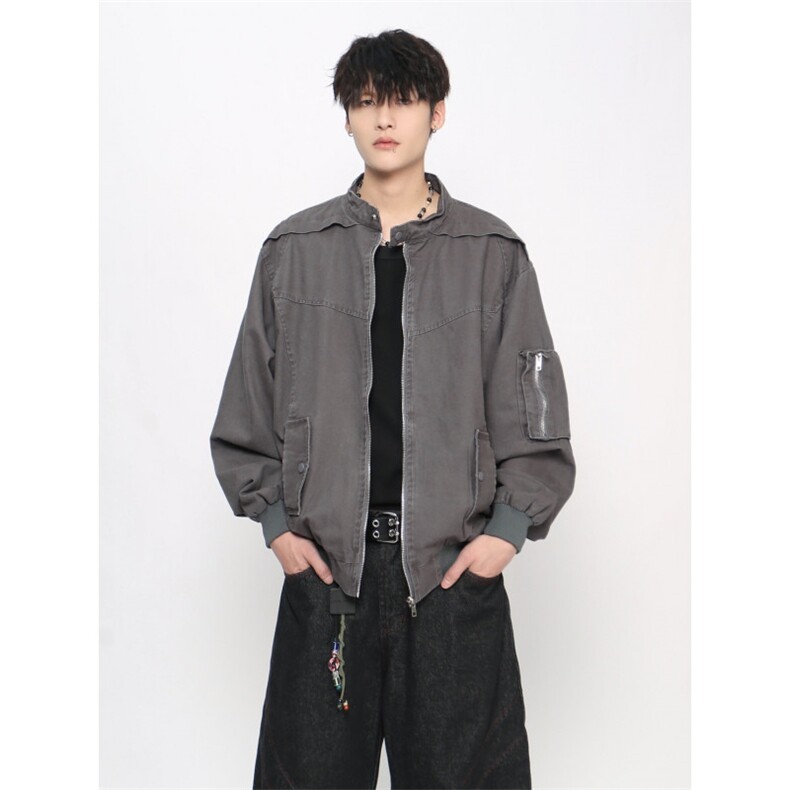 W10542-P75网图现货新款设计感宽松百搭棒球服夹克外套高品质,男装夹克,星座1608