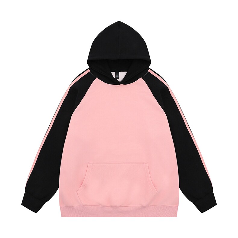 光板得物\唯品二开袖边三条杠拼色插肩连帽卫衣A48P45,男装卫衣,电商A247B