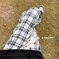 秋季格子裤宽松长裤百搭运动裤D329-QM500-P50-控68，女装休闲裤，电商D329