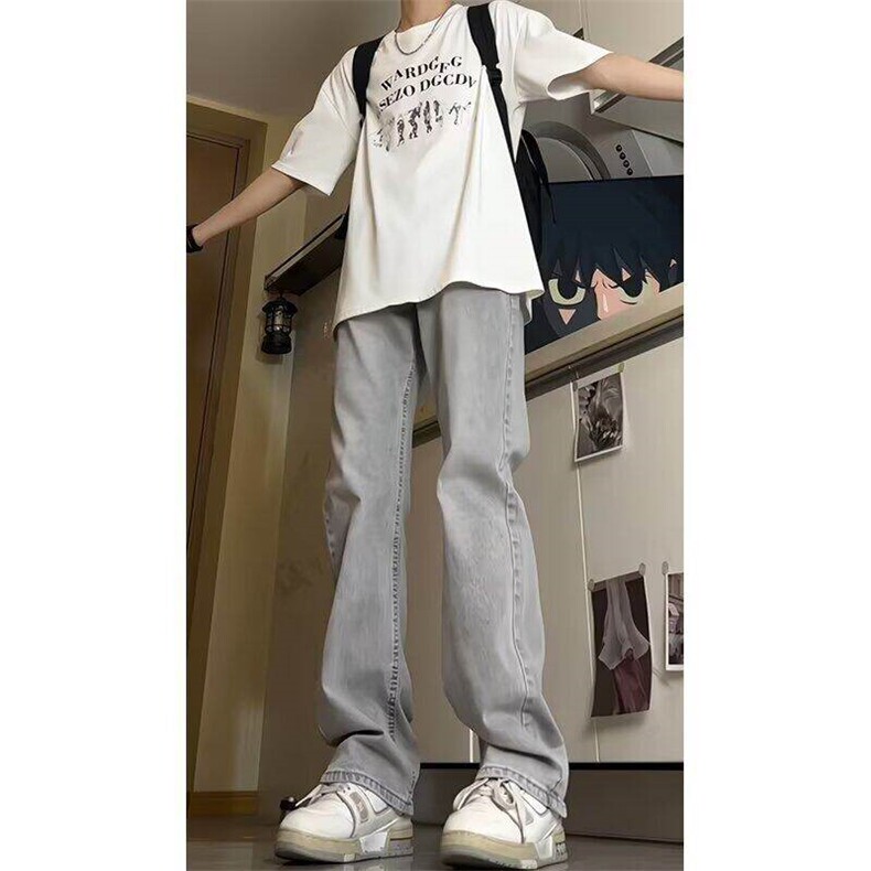 微喇软牛仔裤男美式高街vibe裤子小个子显瘦显高直筒裤LX515-P45,男装牛仔裤,星座1008